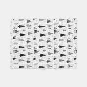 Couverture Polaire Xmas Arbres et Snowflakes Motif noir et blanc (Devant (Horizontal))