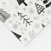 Couverture Polaire Xmas Arbres et Snowflakes Motif noir et blanc (Coin)