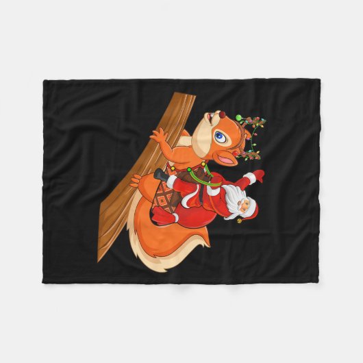 Couverture Polaire Xmas Family Matching Funny Santa Riding Squirrel C (Devant (Horizontal))