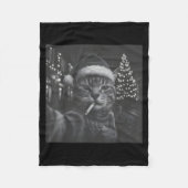Couverture Polaire Xmas Funny Smoking Cat Cigarette Kitty Gen Z Meme  (Devant)