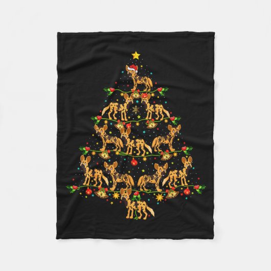 Couverture Polaire Xmas Lighting Santa African Wild Dog Christmas Tre (Devant)