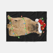 Couverture Polaire Xmas Lights Santa Hat Brussels Griffon Dog Christm (Devant (Horizontal))