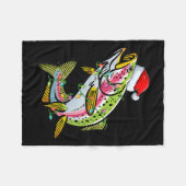 Couverture Polaire Xmas Lights Santa Hat Rainbow Trout Fish Christmas (Devant (Horizontal))