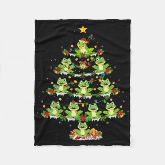 Couverture Polaire Xmas Lights Santa Tree Frog Christmas Tree Premium (Devant)