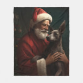 Couverture Polaire Xoloitzcuintli avec Noël Festif du Père Noël (Devant)