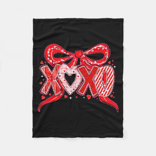 Couverture Polaire Xoxo Funny Valentines Day Love Coquette Bow Checke (Devant)