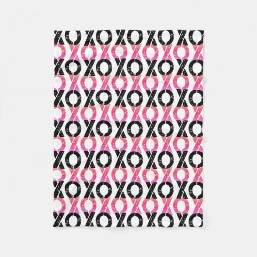 Couverture Polaire XOXO motif noir et rose de | (Devant)
