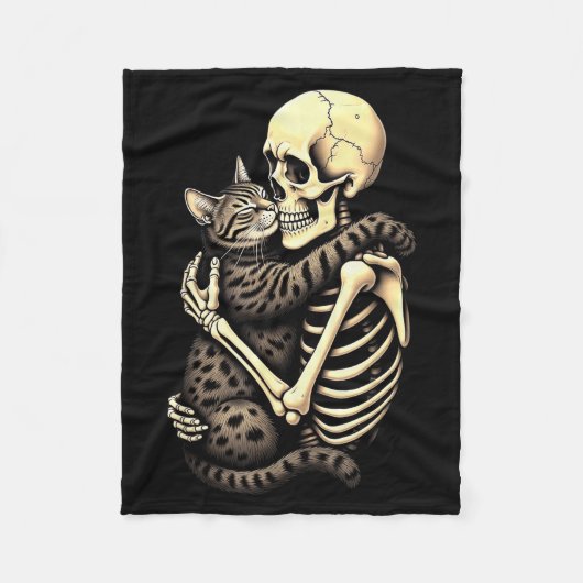 Couverture Polaire Y Skeleton Hugging Cat Halloween Lovers Human Pro (Devant)