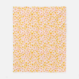 Couverture Polaire  Yellow and pink daisy pattern, white background