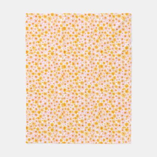 Couverture Polaire  Yellow and pink daisy pattern, white background (Devant)