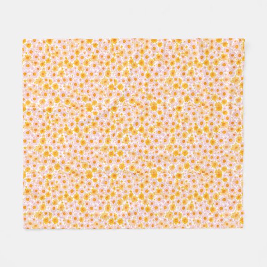Couverture Polaire  Yellow and pink daisy pattern, white background (Devant (Horizontal))