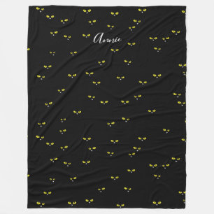 Couverture Polaire Yellow Cat Eyes on Black Best Halloween Party