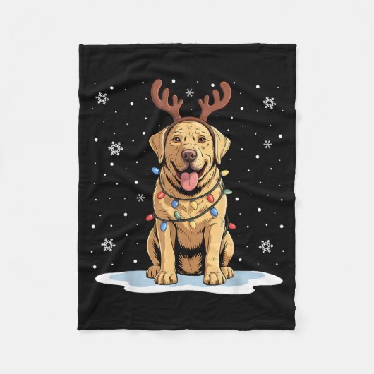 Couverture Polaire Yellow Lab Labrador Christmas Reindeer Dog Lover X (Devant)