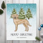 Couverture Polaire Yellow Labrador Retriever Blue Winter Texte person