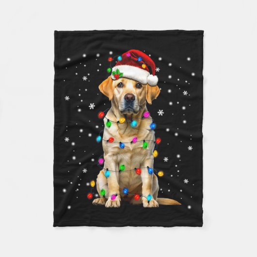Couverture Polaire Yellow Labrador Retriever Christmas Tree Light Paj (Devant)