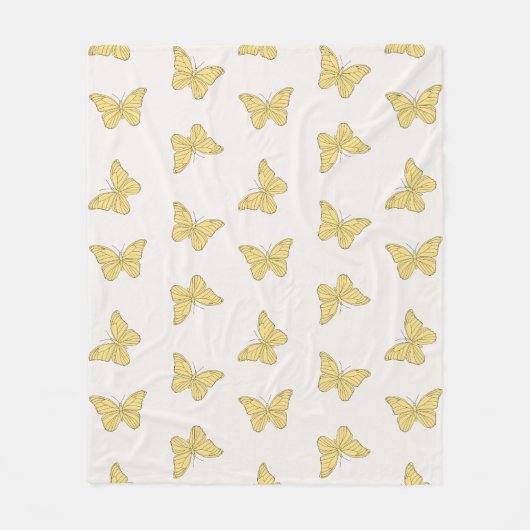 Couverture Polaire Yellow Minimal Girl mignon Motif papillon (Devant)