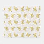 Couverture Polaire Yellow Minimal Girl mignon Motif papillon (Devant (Horizontal))