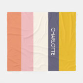 Couverture Polaire Yellow Peach Modern Color Blocks Stripes Custom  (Devant (Horizontal))