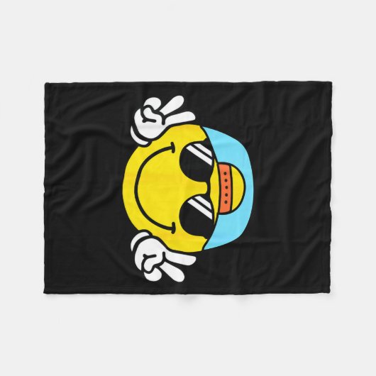 Couverture Polaire Yellow Smile Face Cute Checkered Peace Smiling Hap (Devant (Horizontal))