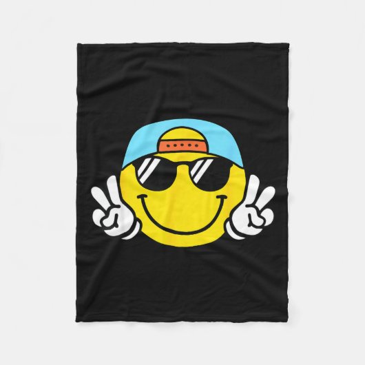 Couverture Polaire Yellow Smile Face Cute Checkered Peace Smiling Hap (Devant)