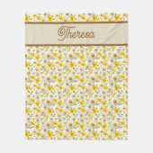 Couverture Polaire Yellow Wildflowers Pattern Monogram Name (Devant)