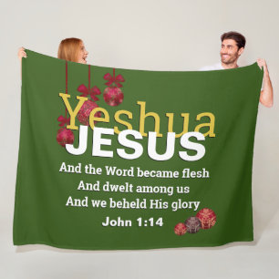Couverture Polaire YESHUA JESUS WORD EST DEVENU FLEURI Noël chrétien