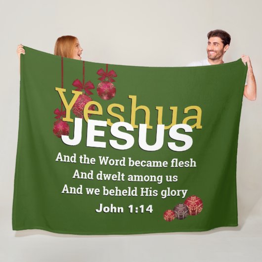 Couverture Polaire YESHUA JESUS WORD EST DEVENU FLEURI Noël chrétien (En situation)