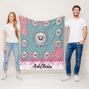 Couverture Polaire Yeti Cute Kawaii Horn Imprimer