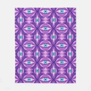 Couverture Polaire Yeux bleus dans un feuillage pourpre Art botanique