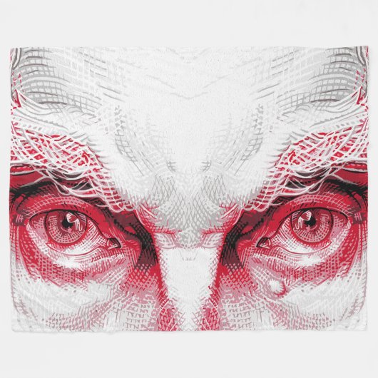 Couverture Polaire Yeux du mal ancien - avertissement rouge (Devant (Horizontal))