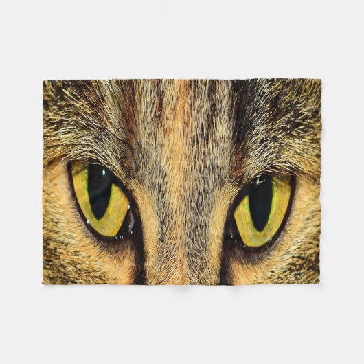 Couverture Polaire Yeux intenses de chat (Devant (Horizontal))