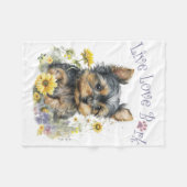 Couverture Polaire Yorkie Chien Maman Florale (Devant (Horizontal))
