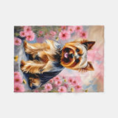 Couverture Polaire Yorkie Dog Flower (Devant (Horizontal))