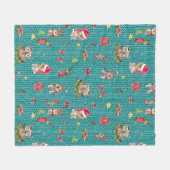 Couverture Polaire Yorkies à Noël (Devant (Horizontal))