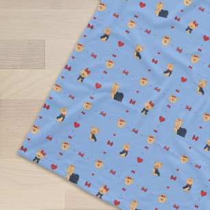 Couverture Polaire Yorkies doux Prêts et Coeurs - Bleu -