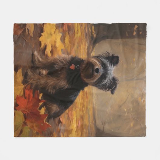 Couverture Polaire Yorkipoo à l'automne Feuilles automne Inspire (Devant (Horizontal))