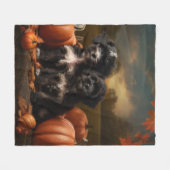 Couverture Polaire Yorkipoo Chiot Automne Citrouille délice (Devant (Horizontal))