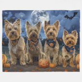 Couverture Polaire Yorkipoo Halloween Éffrayant (Devant (Horizontal))