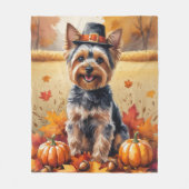 Couverture Polaire Yorkshire Terrier Automne quitte Thanksgiving Art (Devant)