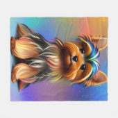 Couverture Polaire Yorkshire Terrier avec des pastels doux (Devant (Horizontal))
