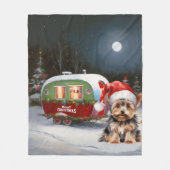 Couverture Polaire Yorkshire Terrier Caravan Christmas Adventure (Devant)