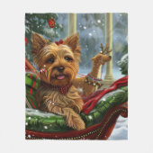 Couverture Polaire Yorkshire Terrier Chien Fête de Noël (Devant)