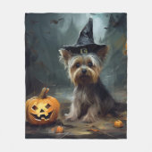 Couverture Polaire Yorkshire Terrier Citrouilles Halloween effrayant (Devant)