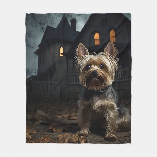 Couverture Polaire Yorkshire Terrier Halloween effrayant (Devant)