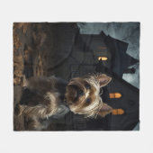 Couverture Polaire Yorkshire Terrier Halloween effrayant (Devant (Horizontal))