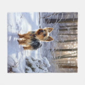 Couverture Polaire Yorkshire Terrier Laisser Neige Noël (Devant (Horizontal))