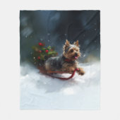 Couverture Polaire Yorkshire Terrier neige de Noël hiver (Devant)