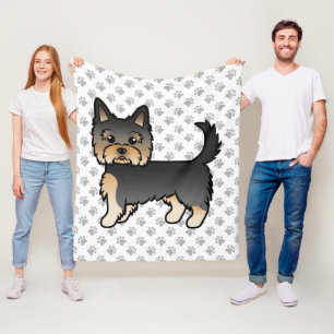 Couverture Polaire Yorkshire Terrier noir et feu Dessin animé Chien &