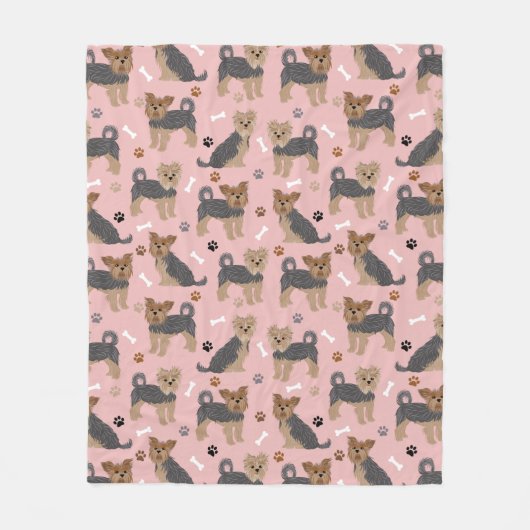 Couverture Polaire Yorkshire Terrier Paws et Bones Yorkie Chien (Devant)