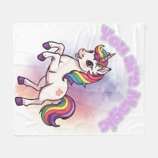 Couverture Polaire You Are Magic – Süßes Einhorn mit Regenbogenmähne (Devant (Horizontal))